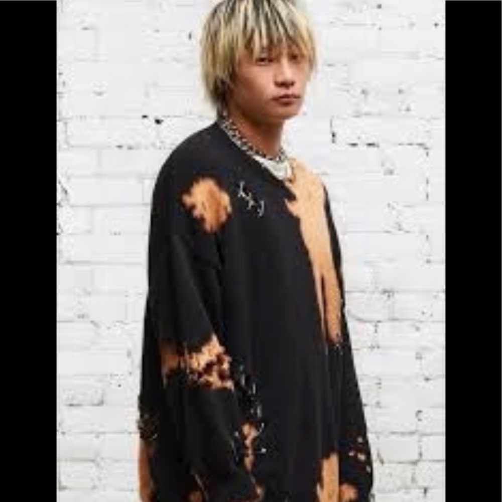 R13 DOPE distressed bleached pins sweatshirt. Size XS. OVERSIZED.